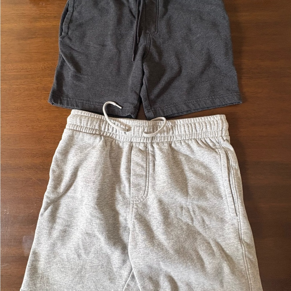 2 Casual Drawstring Lounge Shorts Set - Charcoal & Light Gray